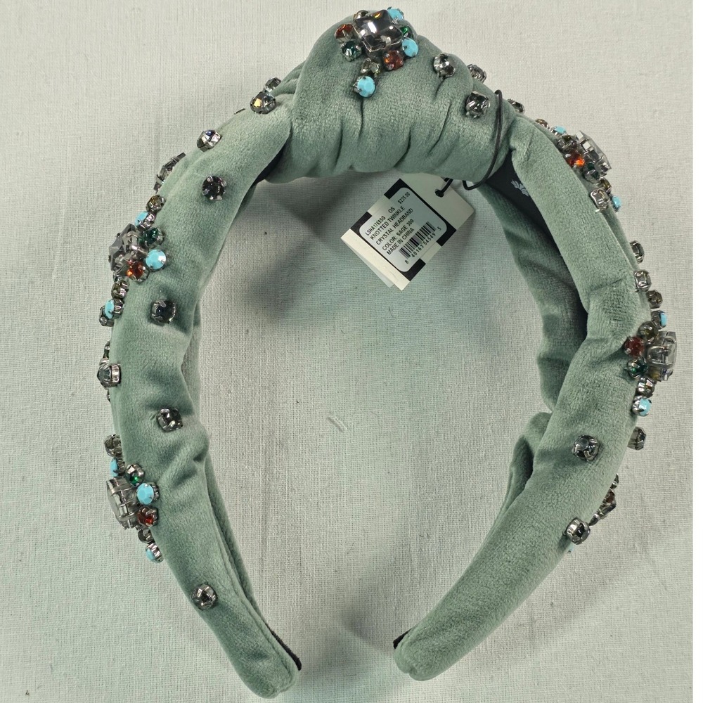 Lele Sadoughi Women Knotted Twinkle Headband OS Sage Crystal Embellished NWT - Picture 2 of 12